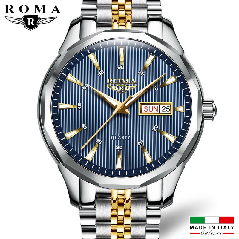 Đồng hồ Nam ROMA ITALY 9010 Kính tráng Sapphire – Dây CHARM đúc đặt đẳng cấp