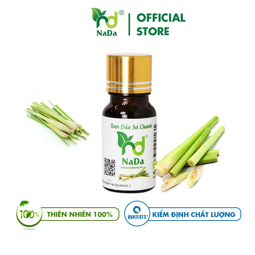 [COMBO XÔNG HƠI]10 Gói lá xông + 3 chai Tinh dầu: Sả chanh, Bạc hà, Tràm Nada Oils | Nguyên chất 100% từ thiên nhiên