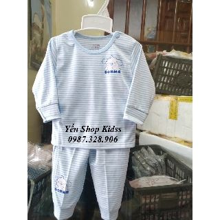 Bộ Nỉ Dài Tay Noubaby (Cài Vai) (Kẻ Nhỏ) Nhiều Họa Tiết CuTe Cho Bé Yêu