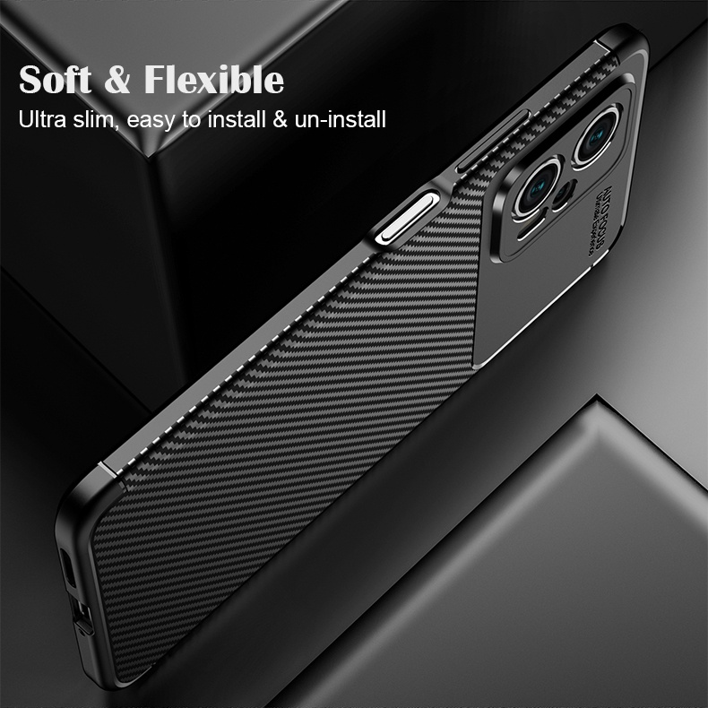 Ốp điện thoại Lenuo TPU sợi cacbon thời trang cho Xiaomi Poco X4 GT 5G/ Redmi Note 11T Pro