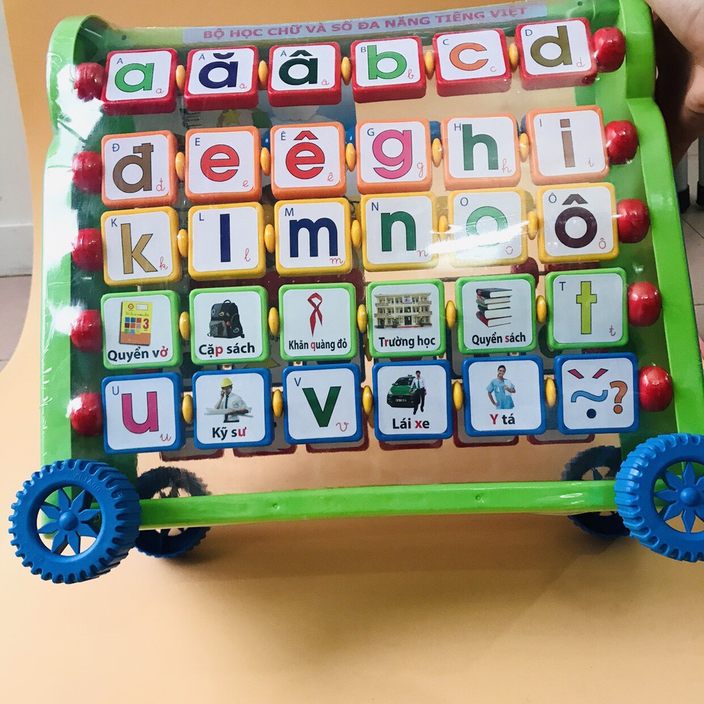 Kệ Học Chữ Và Số Đa Năng NGƯỜI NHỆN Có Xe Kéo Tiện Lợi Cho Bé Giúp Phát Triển Trí Tuệ
