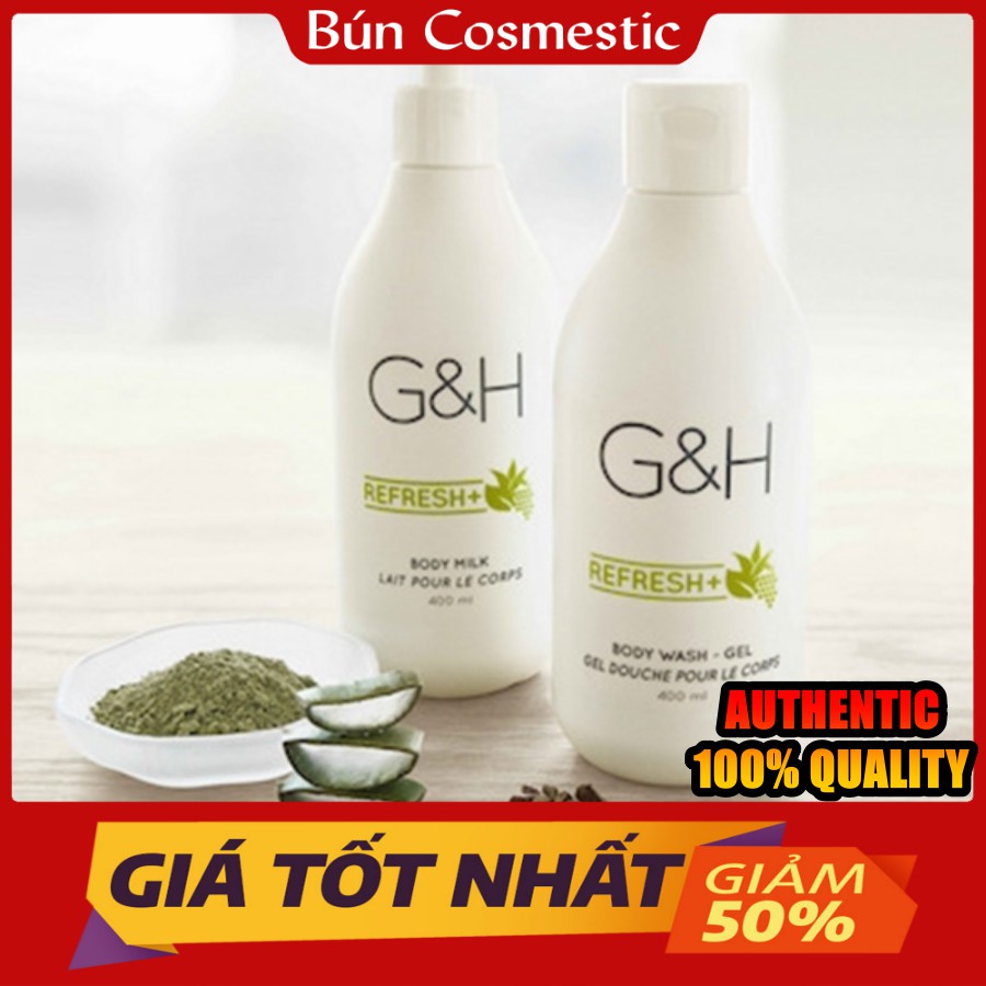 G&H REFRESH+ BODY MILK, BODY WASH GEL -  Sữa dưỡng thể , Sữa tắm mang lại sự tươi mới cho làn da chai 400ml