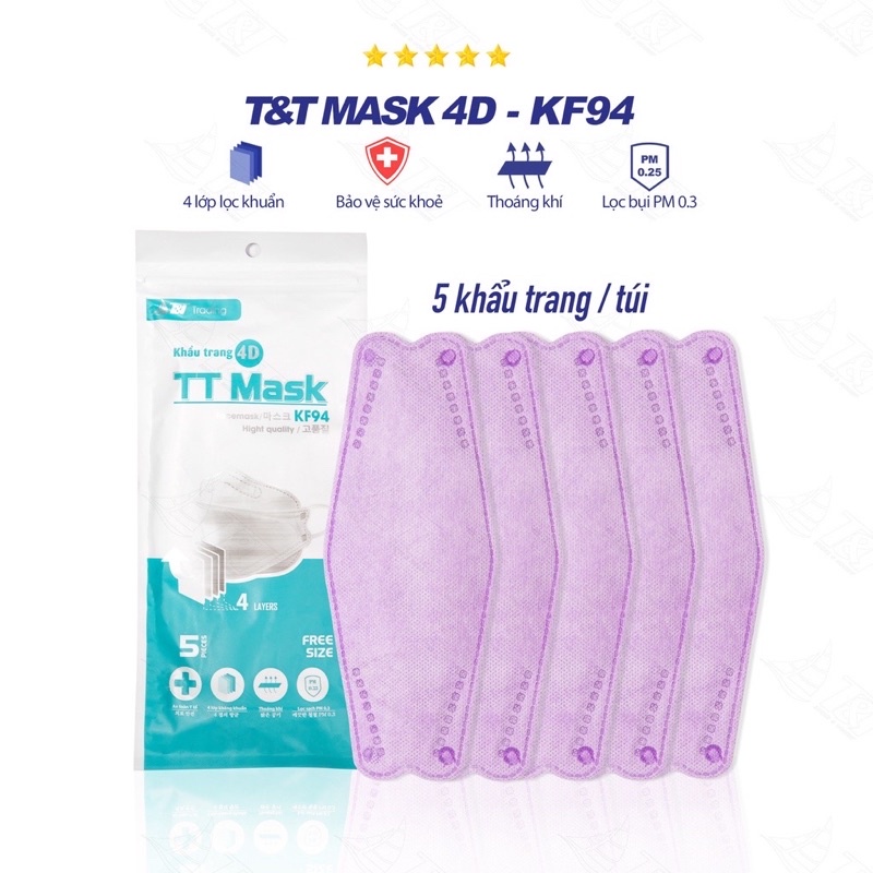 Khẩu trang 4D KF94 xuất hàn hot hit ( túi 10c )