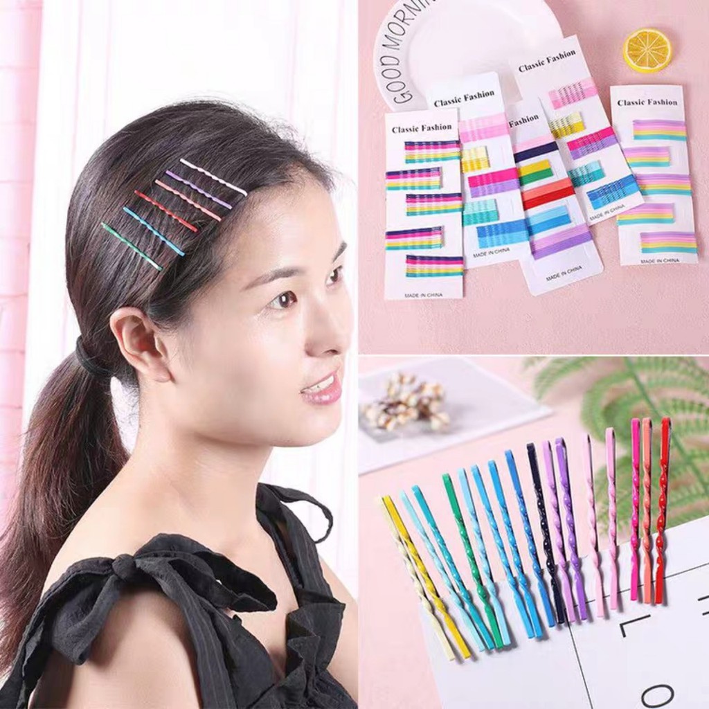 1 vỉ 50 Kẹp tóc dài nhiều màu sắc