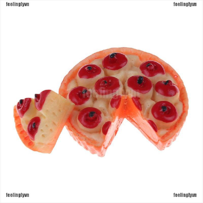 ❤TOP❤ Mô hình bánh pizza táo xinh xắn bằng nhựa cho búp bê đồ chơi 1/12 ❤YO