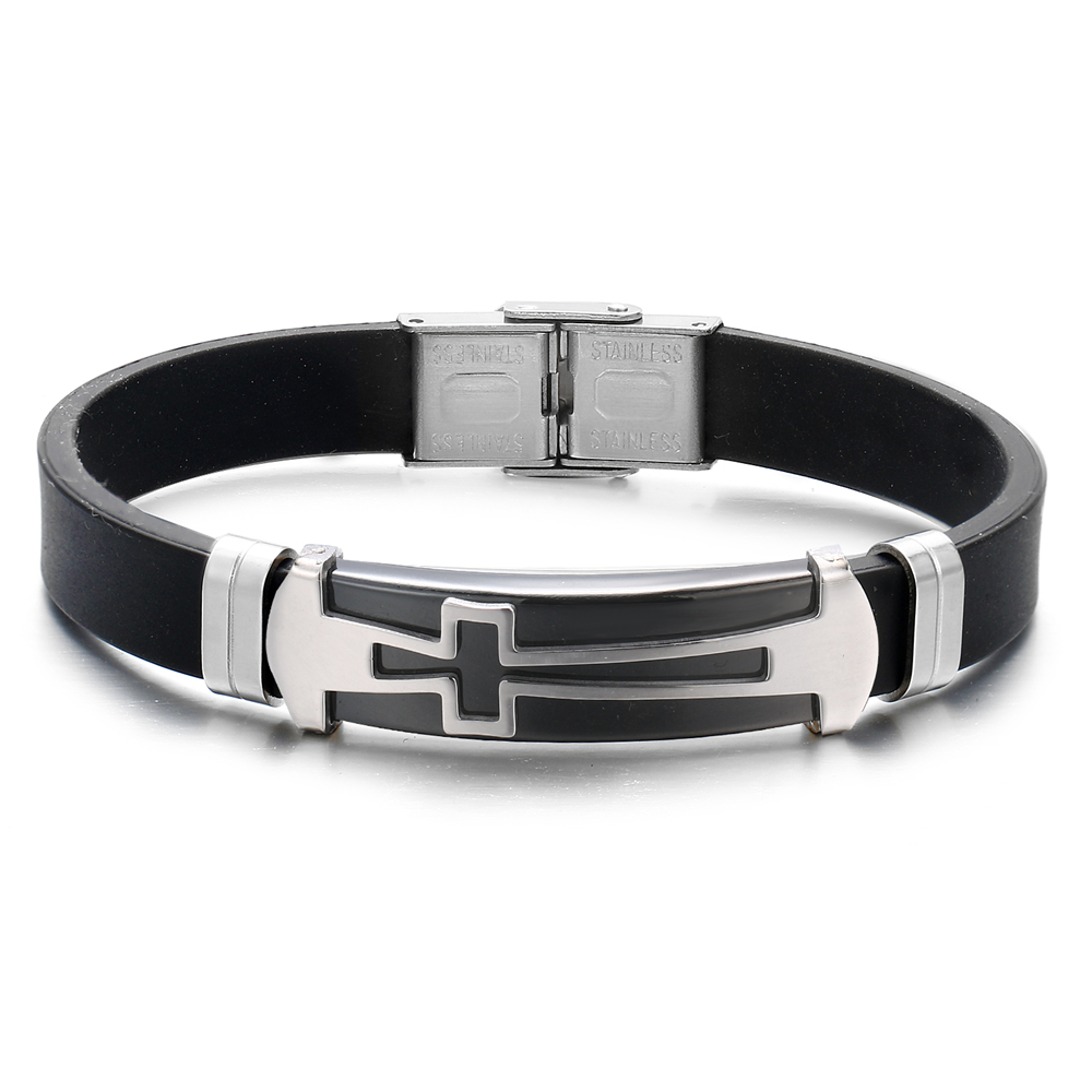Vòng Tay Thép Titan Phối Mặt Hình Thánh Giá Thép Không Gỉ Thời Trang Cho Nam 2021
