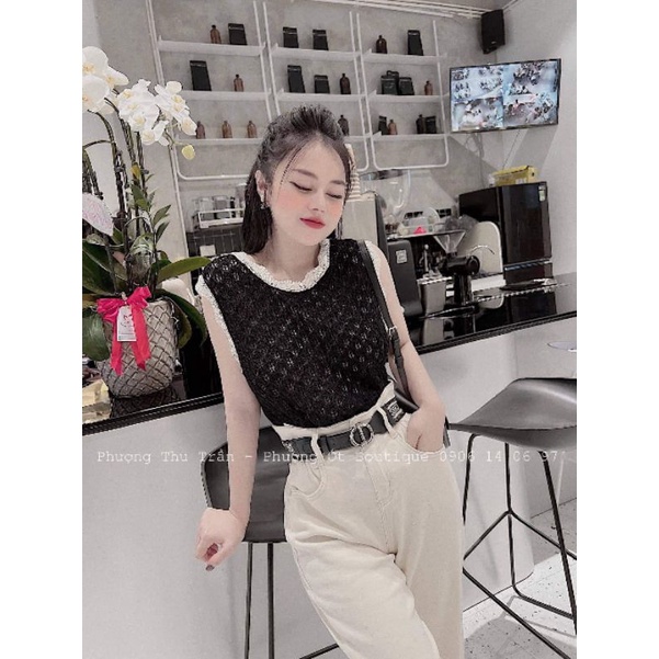 Áo len lưới mắt na sát nách hàng QC