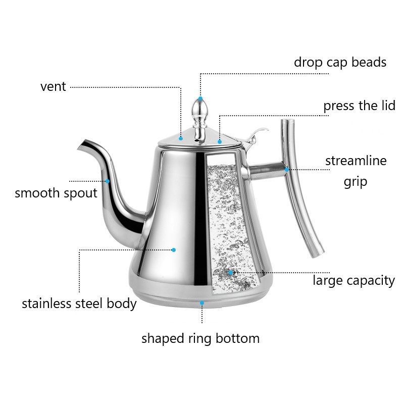 Ấm Trà Inox 304 Dày Có Bộ Lọc Tiện Dụng