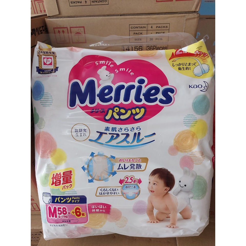 Tã Bỉm Merries Chính Hãng - Tã Dán/Quần Merries Nội Địa Nhật các loại NB82/S76/M68/L50/M64/XL44