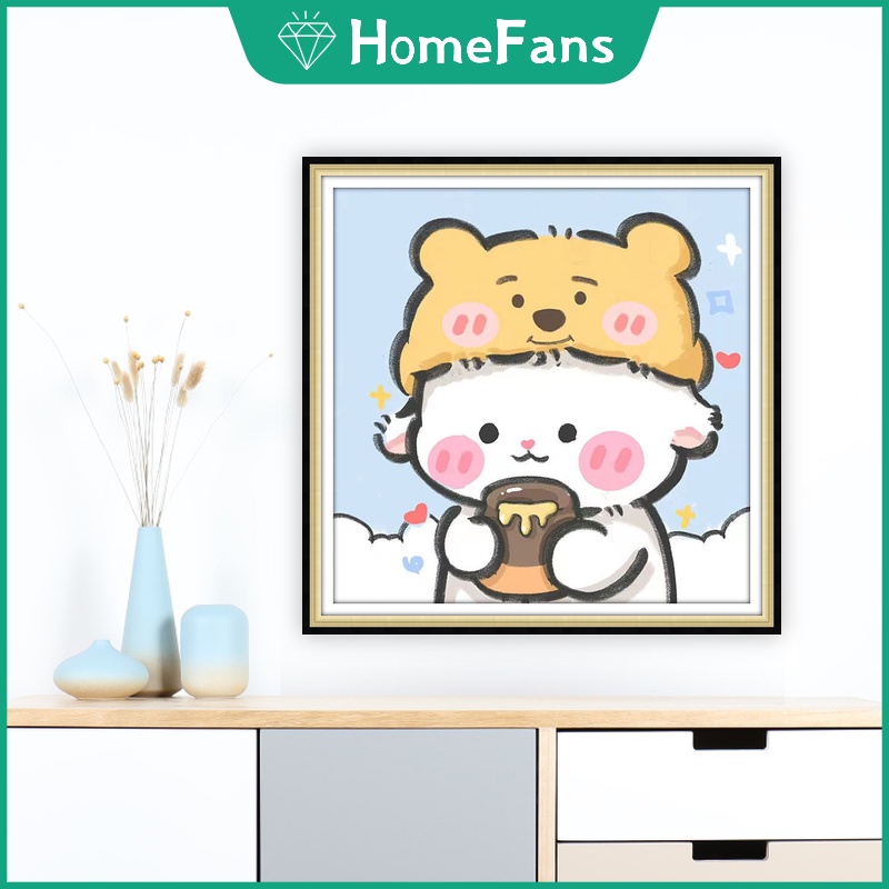 Bộ Tranh Đính Đá 5D Tự Làm Hình Chú Cừu Dễ Thương Kích Thước 30x30cm / 40x40cm / 50x50cm