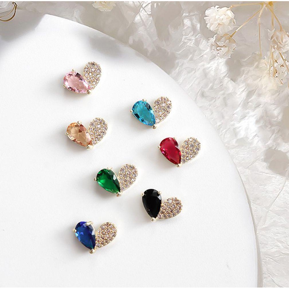 Bông Tai Hình Trái Tim Lấp Lánh Thời Trang|Phụ Kiện Trang Trí Móng Tay Xinh Xắn|Phụ Kiện Làm Móng Nghệ Thuật