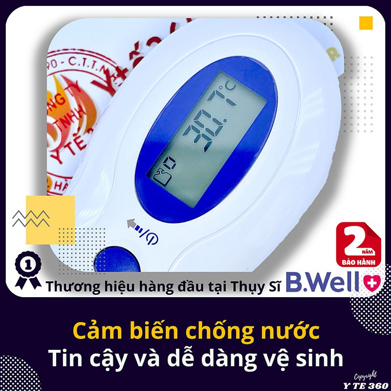 Nhiệt kế điện tử hồng ngoại đo tai trán nhiệt độ cơ thể phòng nước thức ăn b.well wf 1000 - bwell y tế 360