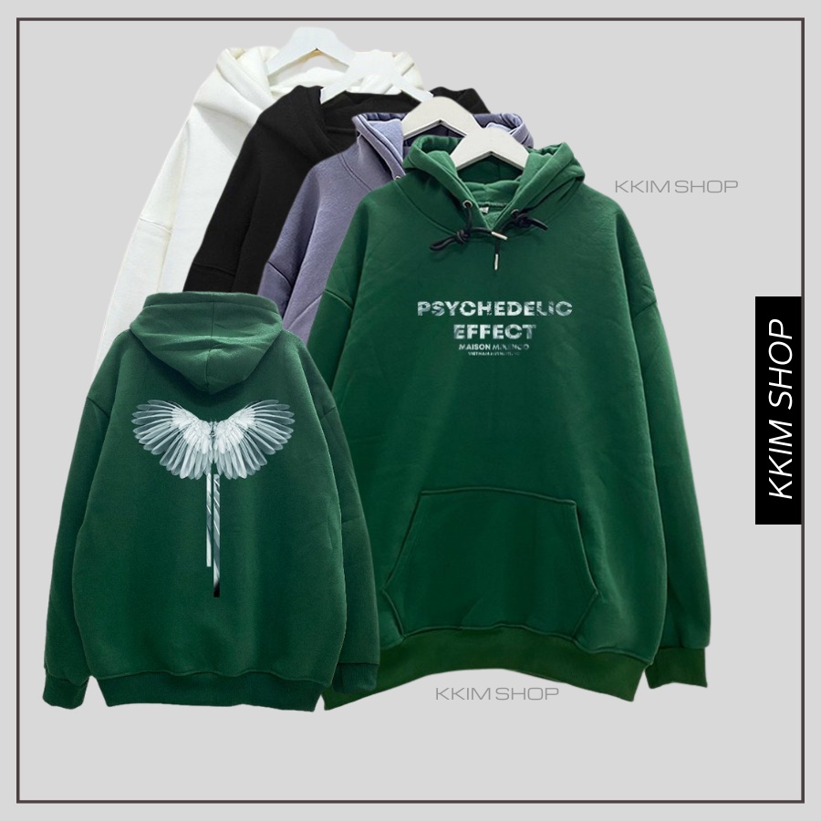 Áo Nỉ HOODIE MIKENCO Psychedelic Effect, Áo hoodie XANH LÁ unisex nam nữ form rộng oversize chất liệu Nỉ bông cao cấp