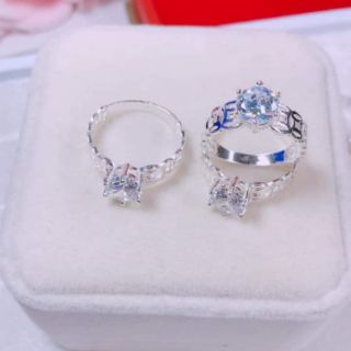 Nhẫn kim tiền phay gắn đá bạc 925