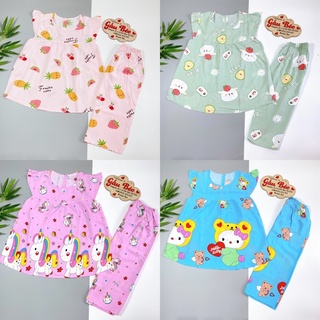 Bộ tole bé gái quần lửng, vải tole/lanh loại 1: 3-35kg