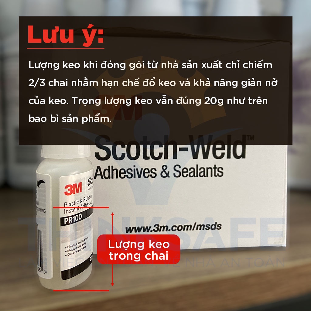 Keo dán đa năng 3M Thinksafe, dán mica, tường gạch, dãn gỗ, sắt, cao su, keo lâu khô điều chỉnh dễ dàng - 3M Pr100