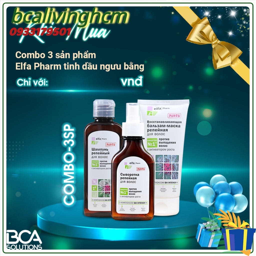 Combo bộ ba dầu gội , dầu xả , serum chống rụng tóc & kích mọc tóc Elfa Pharm