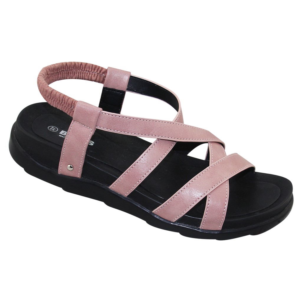 GIÀY SANDAL QUAI DÂY CHÉO ĐẾ BẰNG NỮ BITA'S SYN.219 (ĐEN + HỒNG + KEM) - BITAS