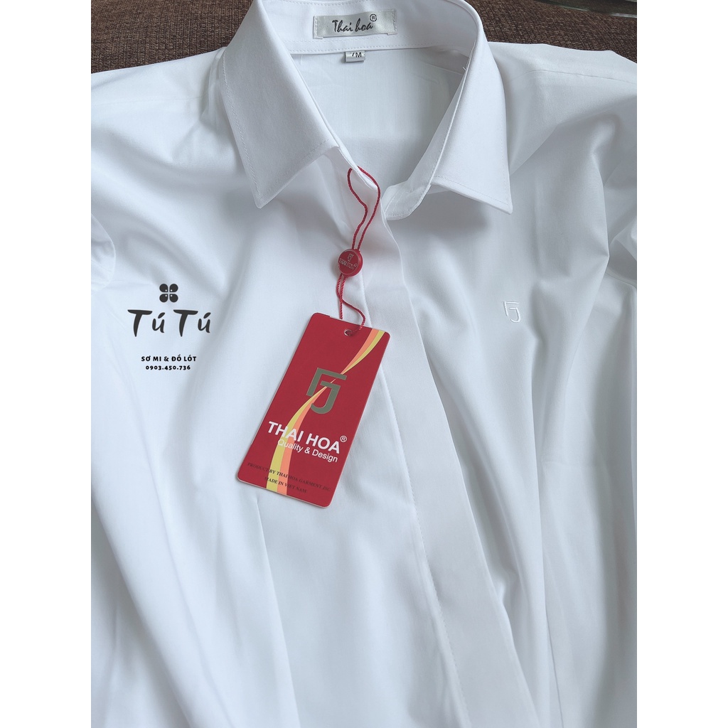 Sơ mi nữ trắng cao cấp THÁI HÒA mã 2022 2011 fom dáng đứng sang chảnh