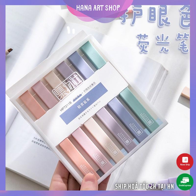 Bộ bút highlight pastel 6 màu thân vuông Cream color - Bút nhớ , bút đánh dấu nhiều màu