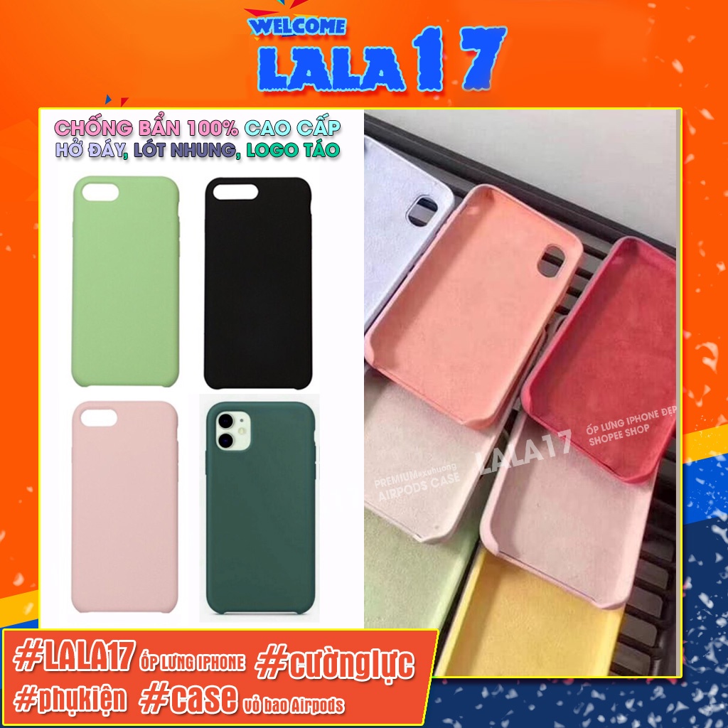 Ốp lưng iphone Ốp Chống Bẩn Lót nhung CAO CẤP Màu Hàn Quốc đẹp - lala17
