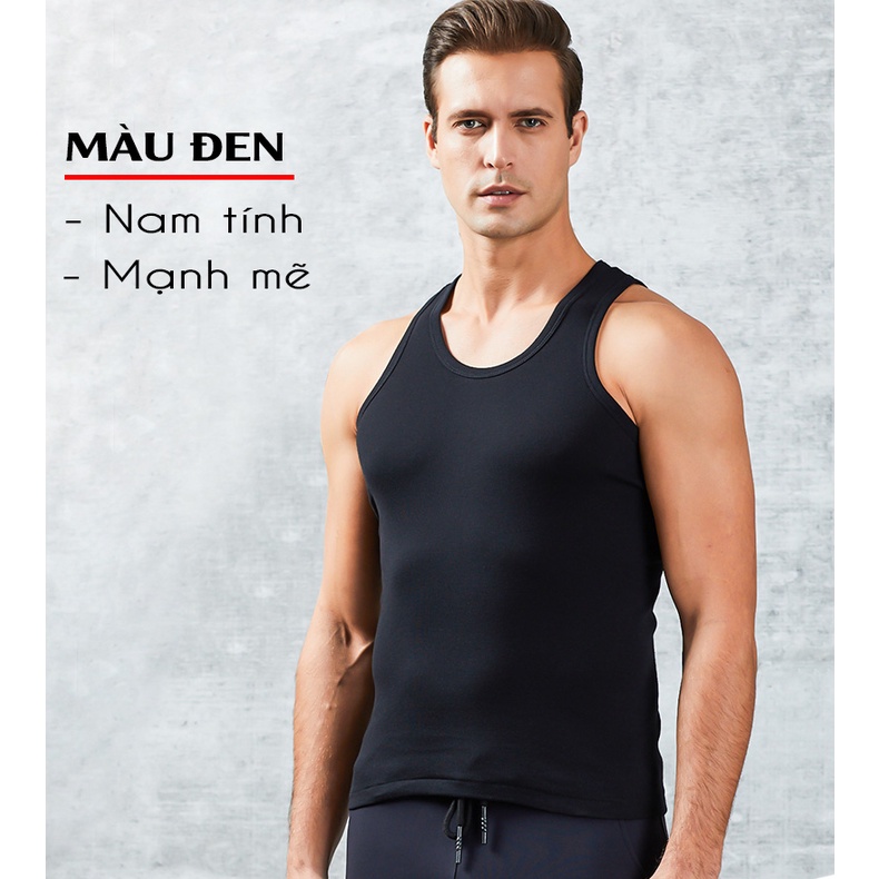 Áo thun 3 lỗ nam cotton mặc mát, mặc ở nhà, chơi thể thể thao, tập gym