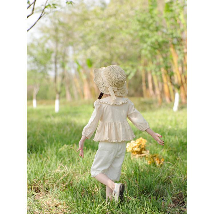 Áo Sơ Mi Tay Dài Cổ Búp Bê Phối Ren Thời Trang Xuân Thu Kiểu Pháp Mới Cho Bé Gái