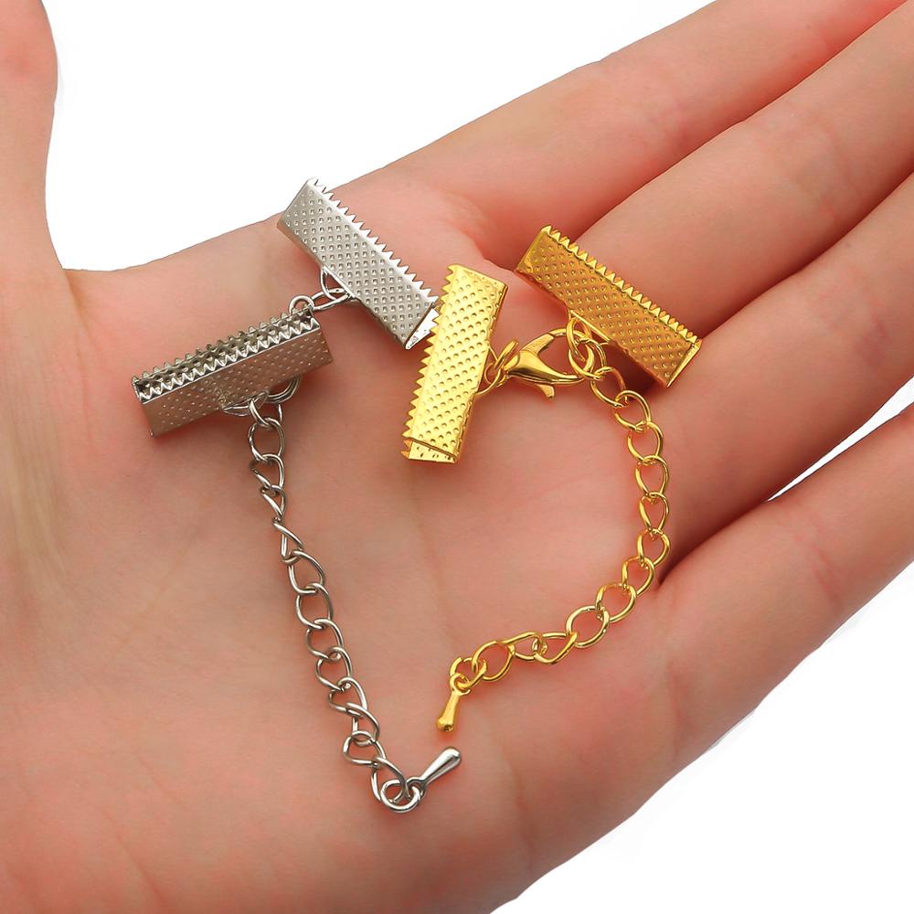 Kẹp càng cua có dây xích Beadia dùng để nối dây da và dây ruy băng dùng để tự làm đồ trang trí