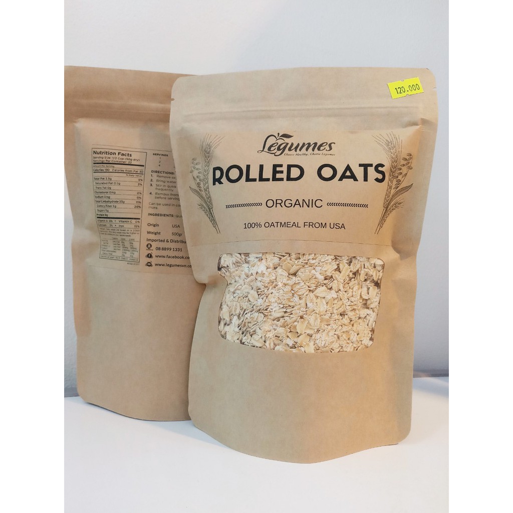 Yến mạch Hữu cơ cán mỏng - Rolled Oat Organic Legumes 500g