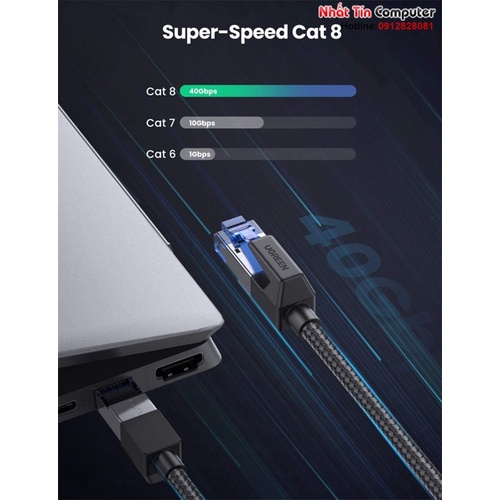 Cáp mạng Cat8 đúc sẵn bọc dù Ugreen cao cấp