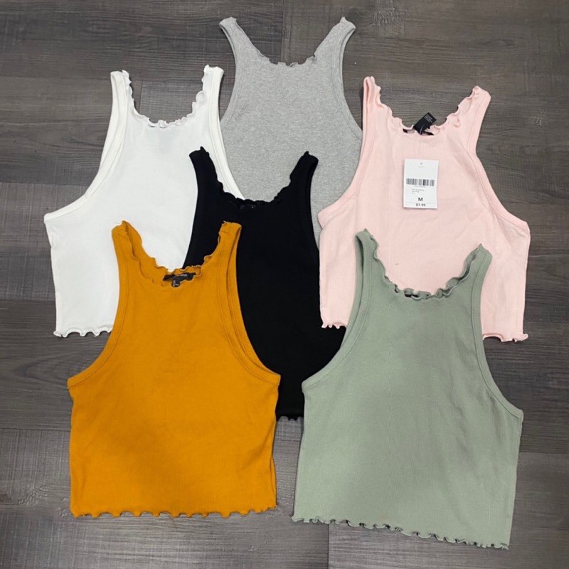 Áo thun croptop 3 lỗ xoắn biên F21 chuẩn xịn chất thun gân dày dặn co giãn thoải mái