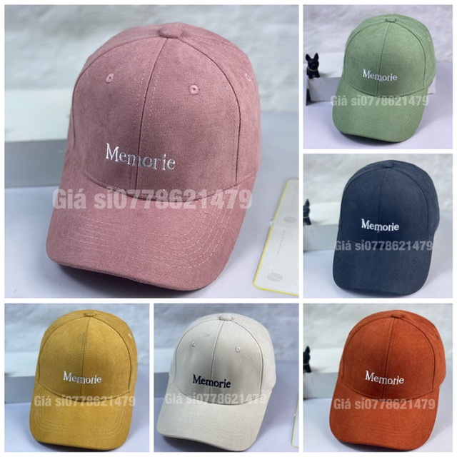 Mũ kết lưỡi trai vải nhung ❤️ Thêu chữ hàn quốc unisex thời trang