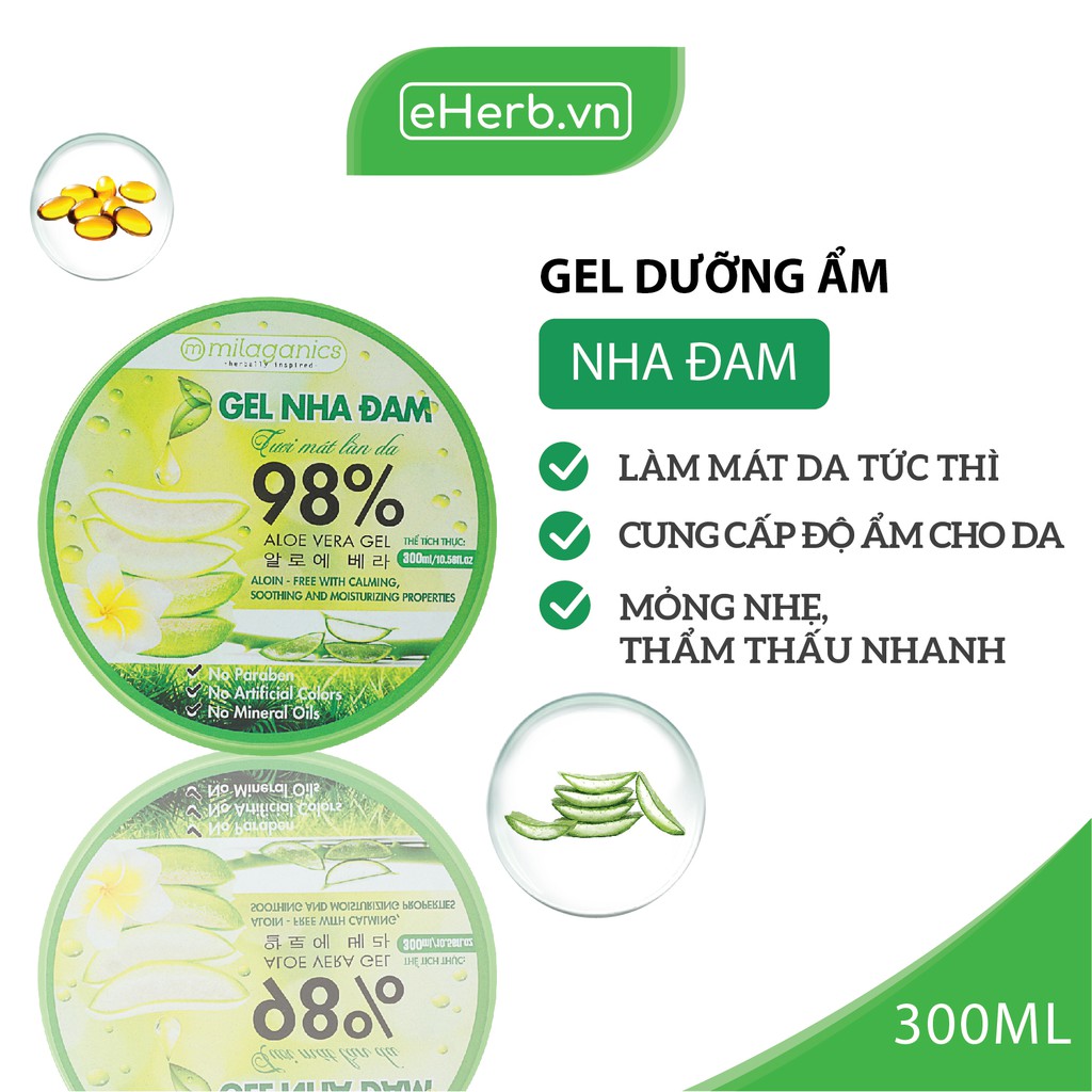 Combo 2 Gel Lô Hội Dưỡng Ẩm Đa Năng & Làm Mềm Da Từ Nha Đam Tươi MILAGANICS 300ml/ Hũ | BigBuy360 - bigbuy360.vn