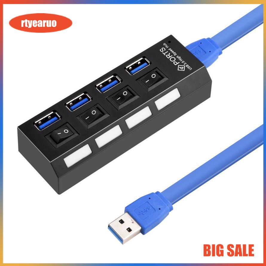 Bộ Chia 4 Cổng Usb 3.0 Kdq1 5gbps Có Công Tắc On / Off