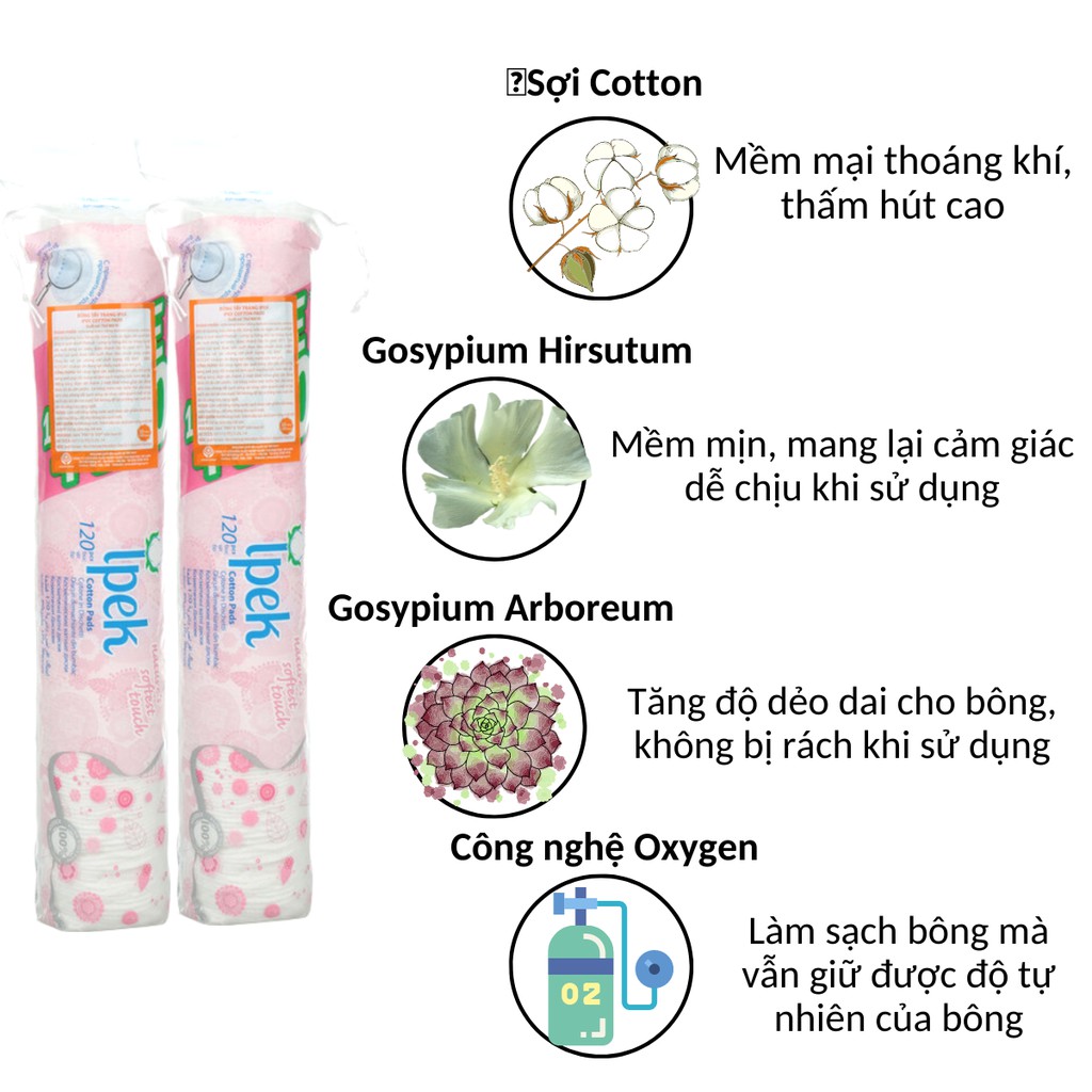 Bông tẩy trang Ipek Cotton Pad 130 miếng BTT01