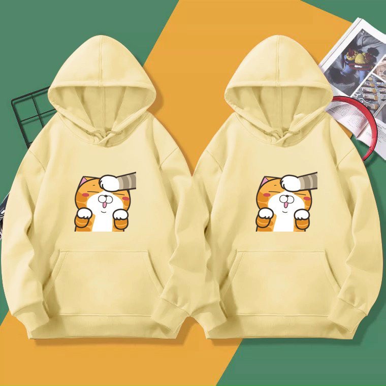 [ KHOÁC HÈ ] ÁO KHOÁC HOODIE NỈ UNISEX IN PÉT MÈO CUTE NHIỀU MÀU