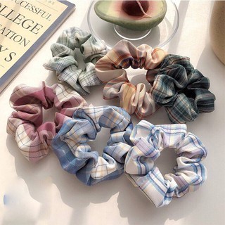 Cột tóc vải Scrunchies họạ tiết Caro Vintage Hàn Quốc mới nhất SC006