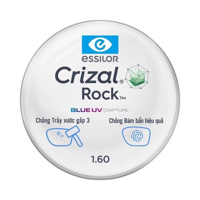Tròng kính  Essilor Crizal Rock hạn chế trầy, ngăn ánh sáng xanh, UV với E-SPF35