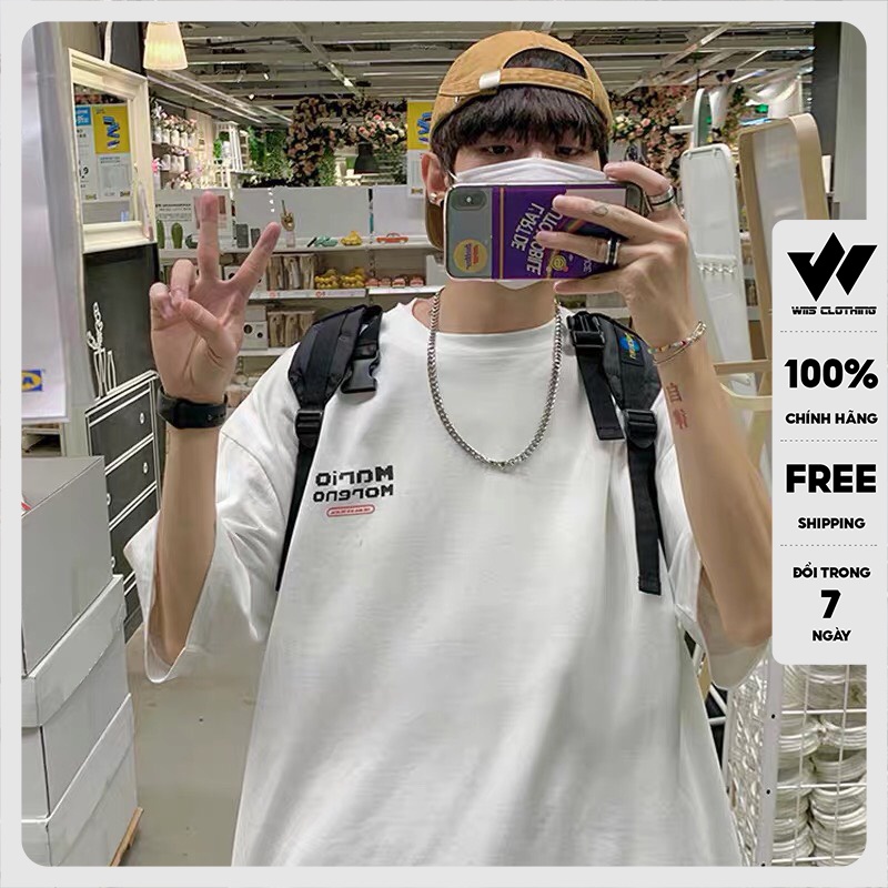 Áo phông tay lỡ unisex WIIS form rộng MARIO thời trang nam nữ oversize