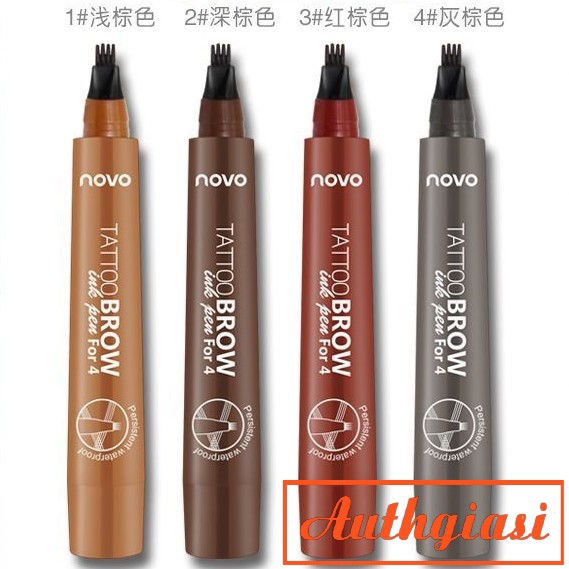 SIÊU LÂU TRÔI_ Bút kẻ mày phẩy sợi Novo Tattoo Watterproof Brow Ink Pen For 4 CHỐNG NƯỚC | BigBuy360 - bigbuy360.vn
