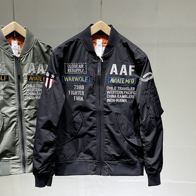 Áo khoác bomber thêu,áo Pilot Bomber jacket Ma1 2 lớp họa tiết thêu cho nam