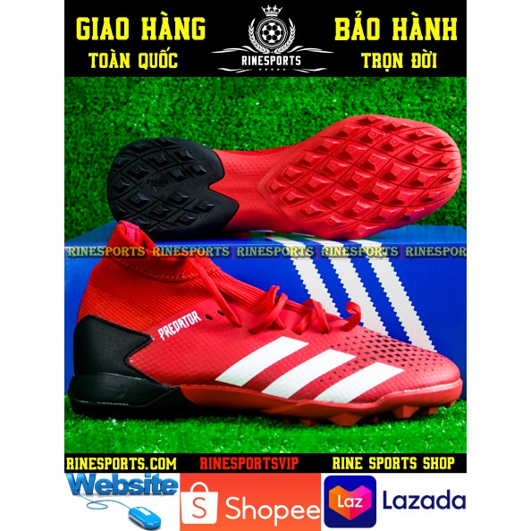 (HÀNG THAILAND) GIÀY BÓNG ĐÁ SÂN CỎ NHÂN TẠO Predator 20.3 cổ thun đỏ.TF.CAM KẾT Y HÌNH-CAM KẾT HÀNG