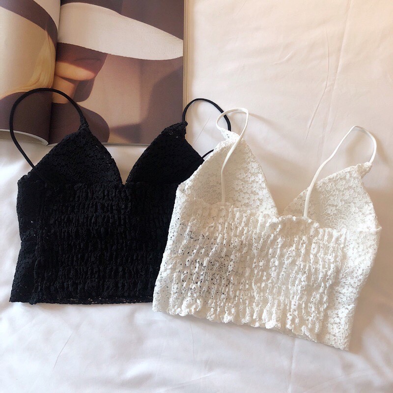 Áo Nữ Croptop Ren Hoa Bra Sexy Siêu Đẹp 990