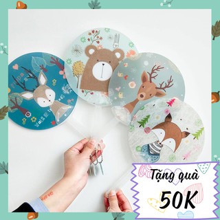 Quạt nhựa cầm tay, quạt mini cầm tay, quạt tròn cầm tay hoạ tiết kute