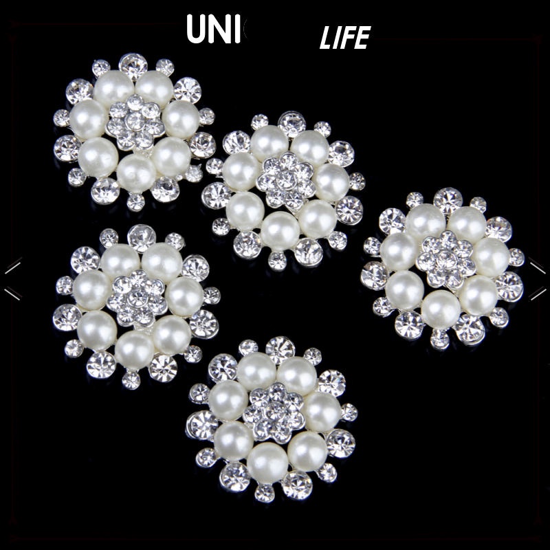 Set 5 Nút Pha Lê Hình Bông Hoa Màu Be 30mm Dùng Làm Đồ Thủ Công DIY Shiwaki4