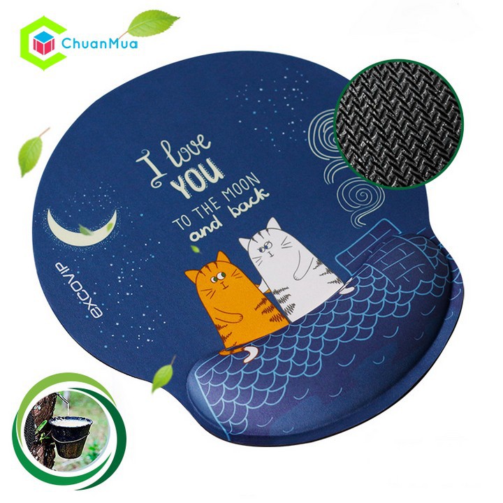 Miếng Lót Chuột Có Đệm Kê Tay Hình Mèo Cute, Pad Mouse Silicon