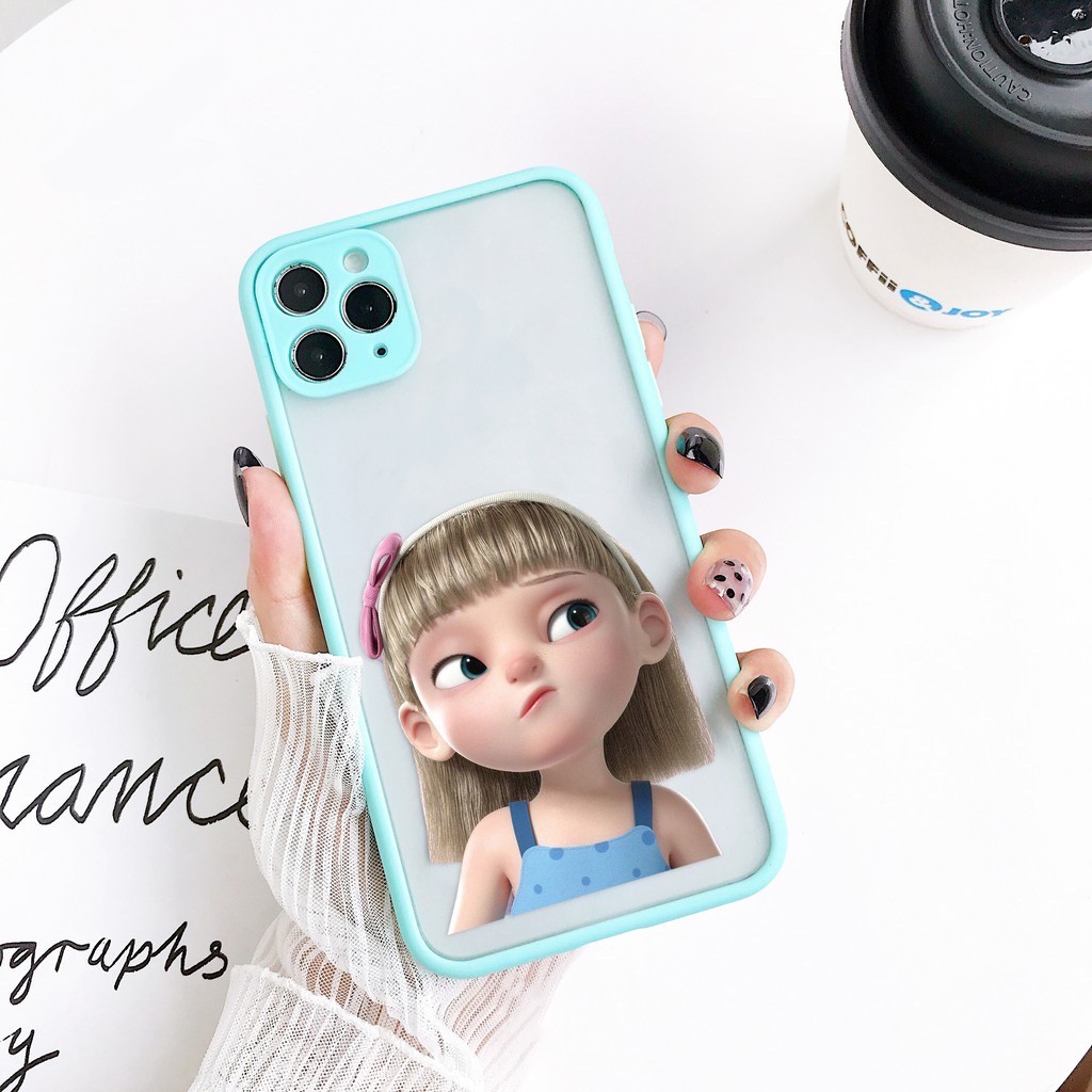 oỐp lưng iphone baby girl, công chúa Nga Masha nhám viền nổi cong 6/6s/6plus/7/8/7plus/8plus/X/Xs/Xsmax/11/11promax/xr