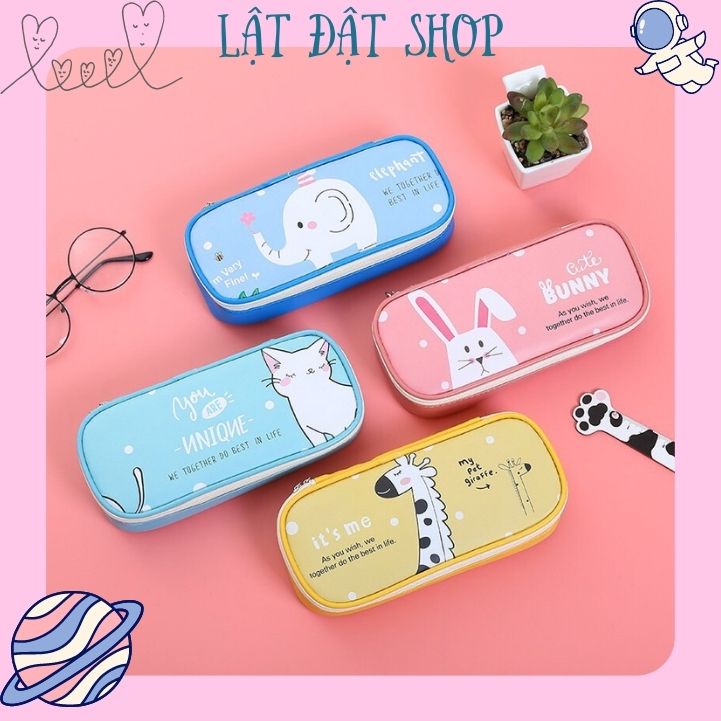 Hộp bút animal bằng da chống nước - Hộp bút động vật thỏ/voi/ hươu cao cổ/ mèo