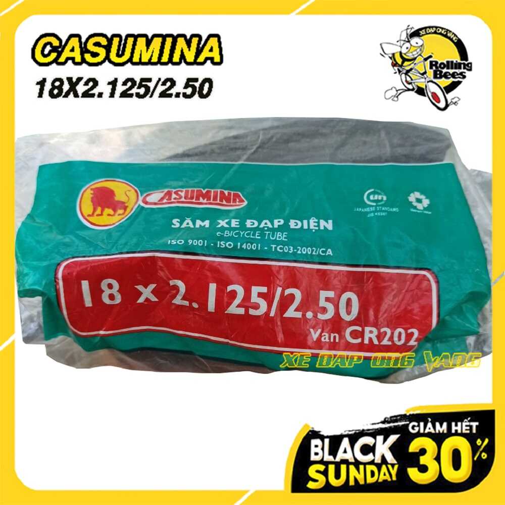 Ruột  Xe Đạp Điện 18x2.125/2.50 Van Cong, Thẳng chính hẫng Casumina