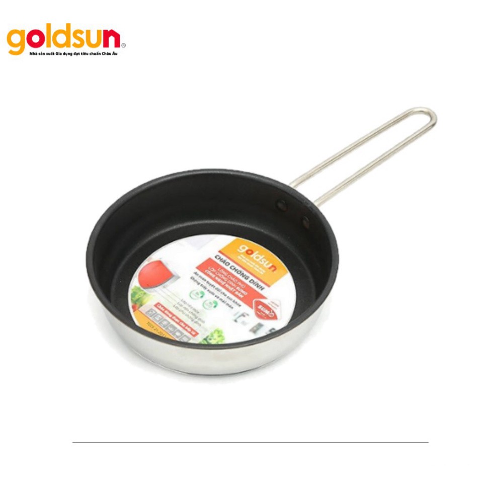 Chảo Inox 3 đáy đáy từ Goldsun GPP09 16 18 20Cm Hàng chính hãng